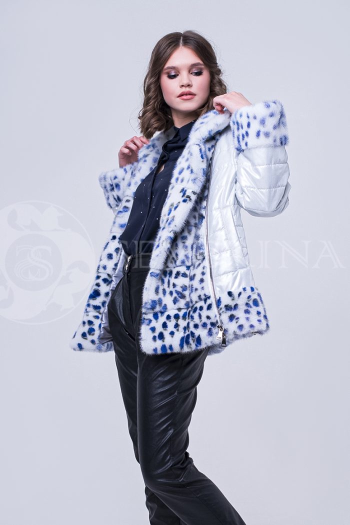 doletskiy 1703 700x1050 - Куртка с отделкой из меха норки white с анималистичным принтом К-019