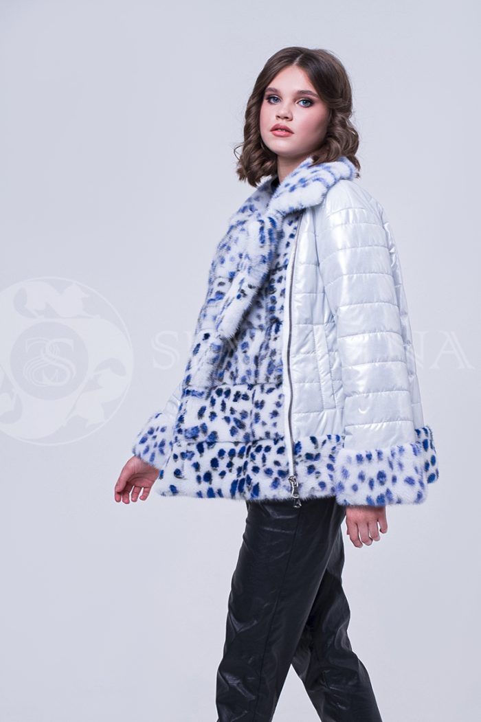 doletskiy 1742 700x1051 - Куртка с отделкой из меха норки white с анималистичным принтом К-019