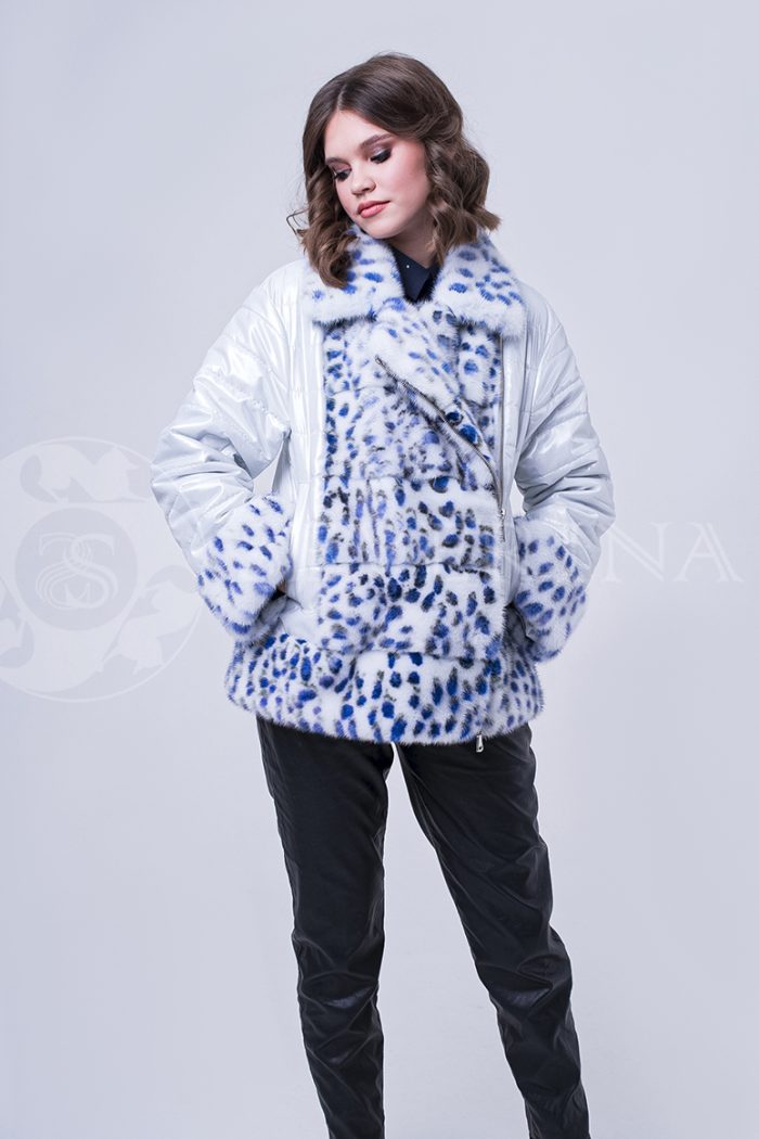 doletskiy 1774 700x1050 - Куртка с отделкой из меха норки white с анималистичным принтом К-019