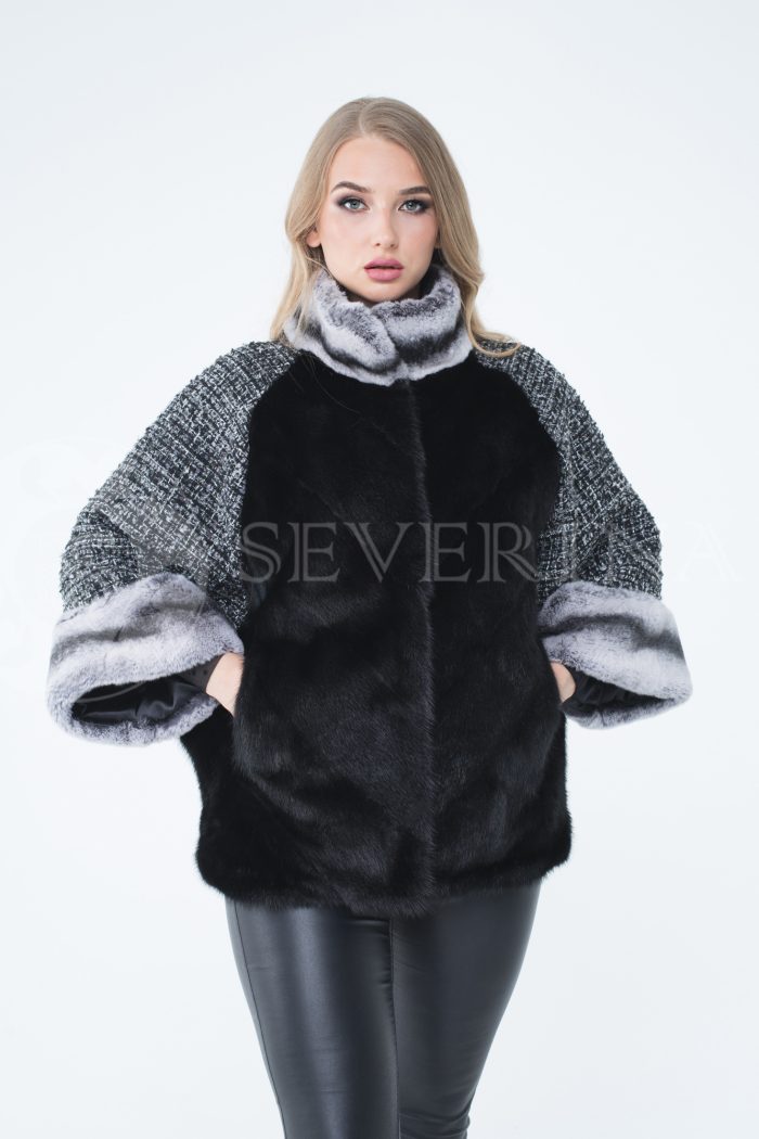 lev300263 1 1 700x1050 - Куртка из меха норки с отделкой мехом орилага и рукавами из твида Chanel Н-137-1