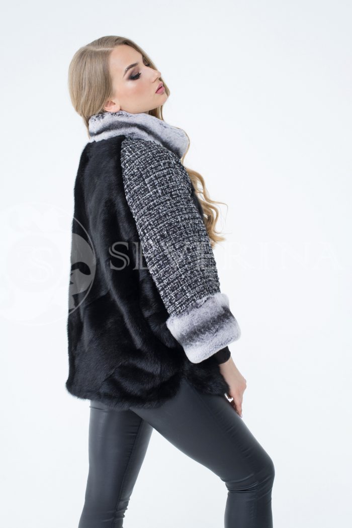 lev300275 1 700x1050 - Куртка из меха норки с отделкой мехом орилага и рукавами из твида Chanel Н-137-1
