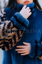 sinjaja s jetno rukavami korejanka v gorode 5 150x225 - Шуба из меха норки темно-синего цвета с инкрустацией Н-122