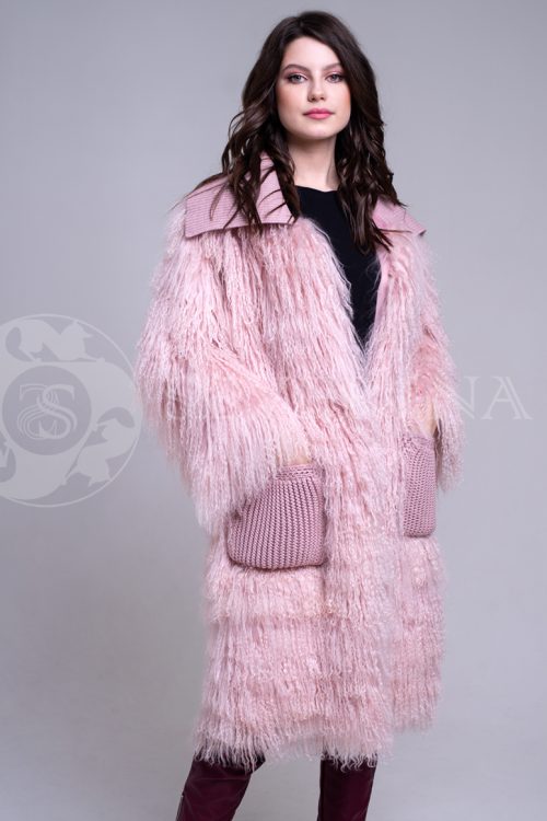 rozovaja lama 3 500x750 - Шуба из меха норки нежно-розового цвета