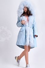 golubaja4 150x225 - куртка-парка с отделкой мехом ламы