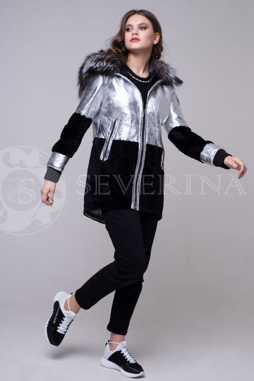 serebro chernyj1 500x750 - куртка-дубленка из металлизированной кожи