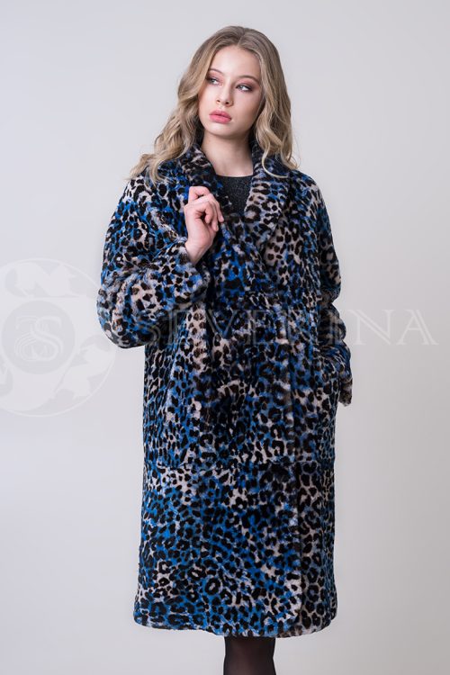 shuba leopard sinij ovchina 2 1 500x750 - Шуба из меха норки темно-синего цвета с инкрустацией Н-122