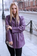 kurtka jekokozha fioletovaja cvetok 1 150x225 - Куртка из итальянской экокожи фиолетового цвета Э-001