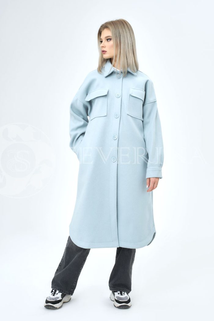 palto rubashka golubaja 700x1050 - Пальто-рубашка из мягкой ткани голубого цвета  ЯВ-065