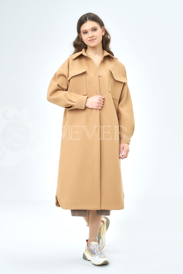 palto rubashka kjemjel 2 700x1050 - Пальто-рубашка из мягкой ткани цвета camel ЯВ-061