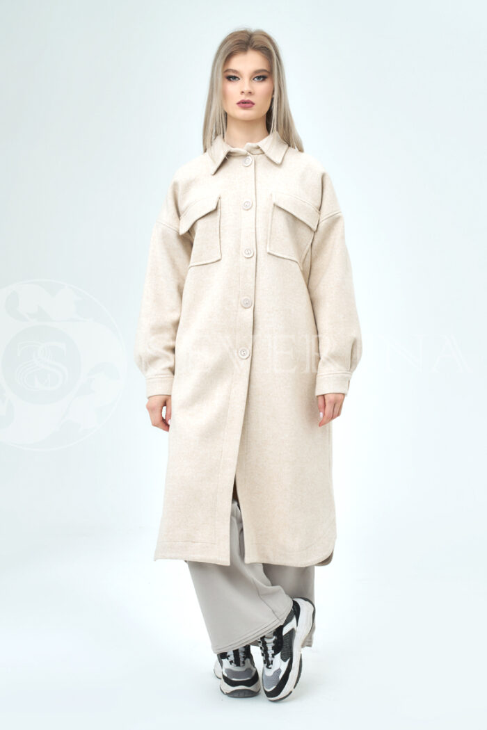 palto rubashka moloko 3 700x1050 - Пальто-рубашка из мягкой ткани бежевого цвета ЯВ-055