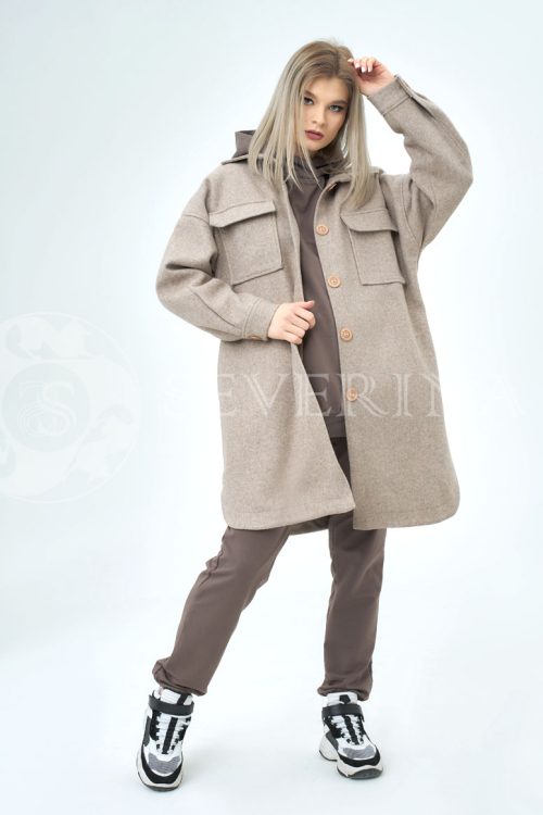 palto rubashka svetlo korichnevaja 500x750 - Пальто-рубашка из мягкой ткани цвета camel ЯВ-068