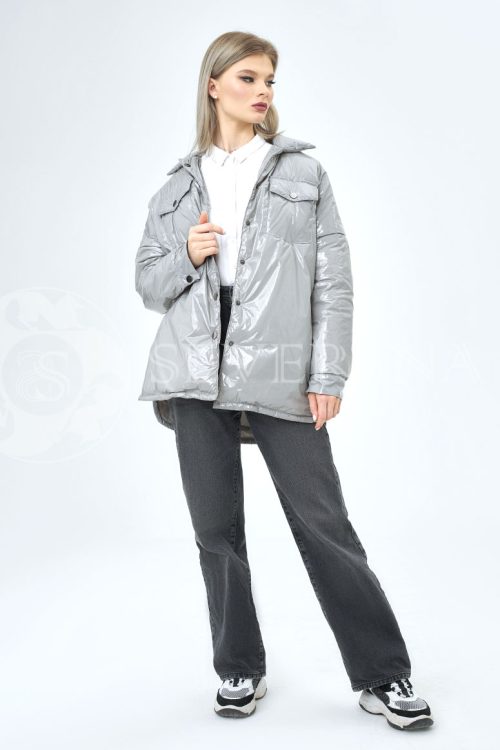 seraja lake 500x750 - Куртка-рубашка из утепленной плащевки лаке ЯВ-098-1