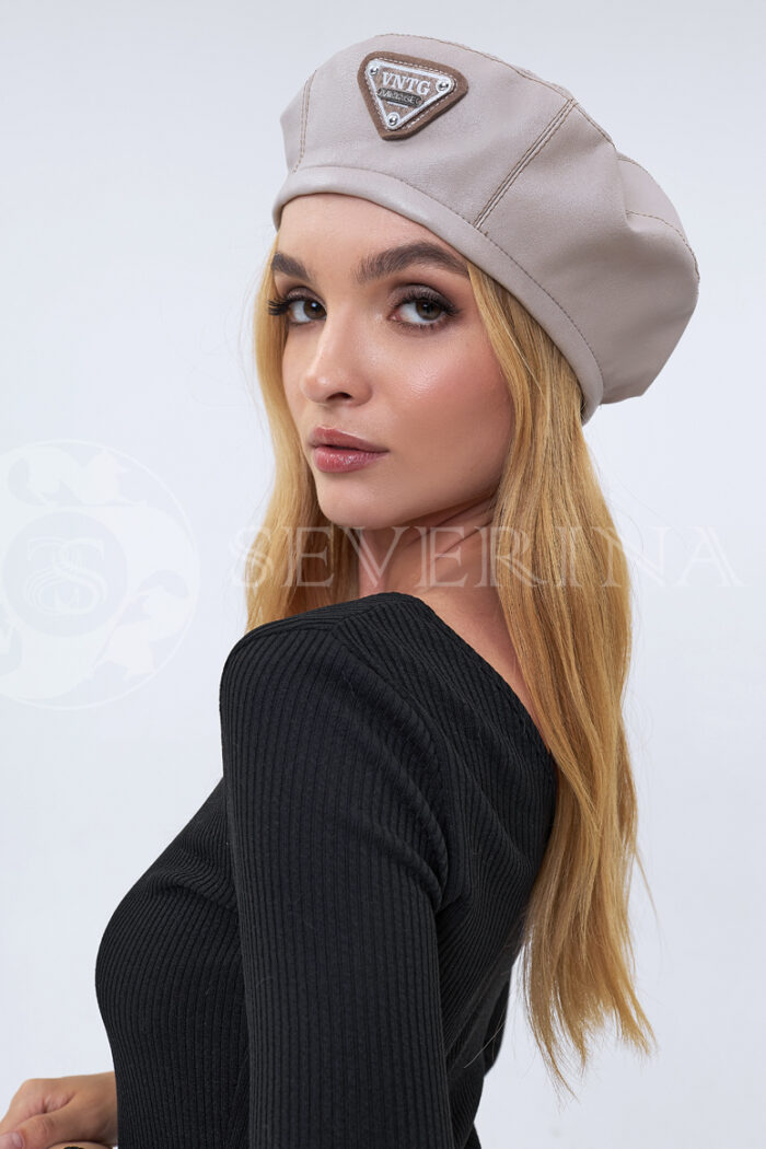 Beret Kozha Bezhevyj1 700X1050 - Берет Из Экокожи