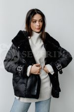 kurtka chernaja 1 150x225 - Куртка утепленная с отделкой кожей и экомехом М-8269
