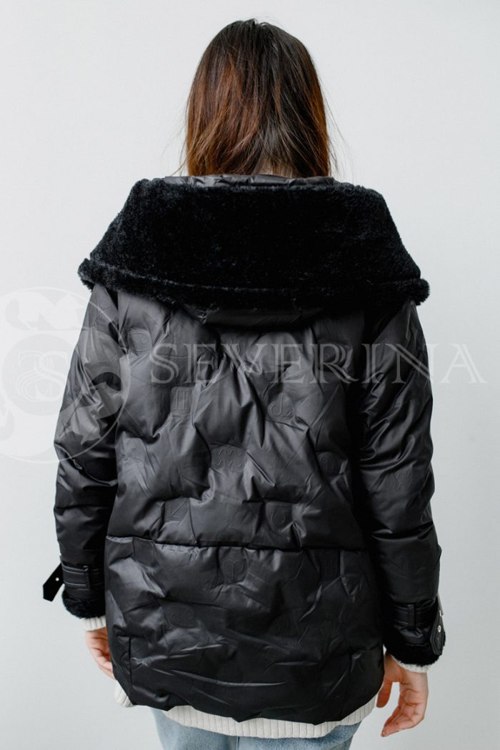 kurtka chernaja 2 700x1050 - Куртка утепленная с отделкой кожей и экомехом М-8269