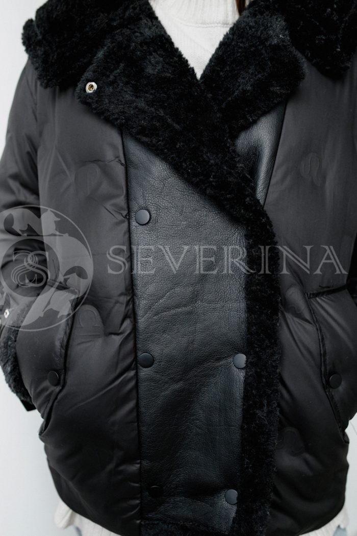 kurtka chernaja 4 700x1050 - Куртка утепленная с отделкой кожей и экомехом М-8269