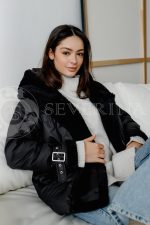 kurtka chernaja 7 150x225 - Куртка утепленная с отделкой кожей и экомехом М-8269