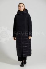 puhovik chernyj dvojka steganka 2 150x225 - Пальто утепленное с капюшоном и имитацией жилета 262W