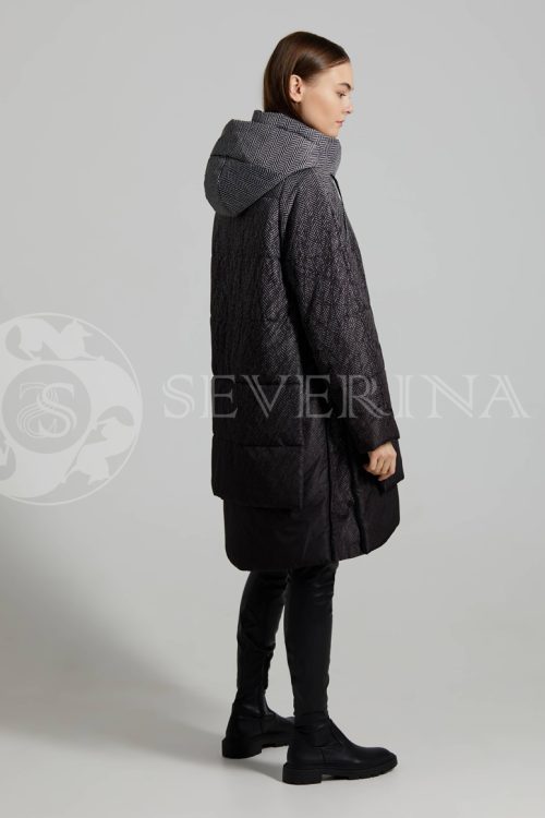 puhovik elochka gradient 4 500x750 - Пальто утепленное с капюшоном "в ёлочку" ПН-043