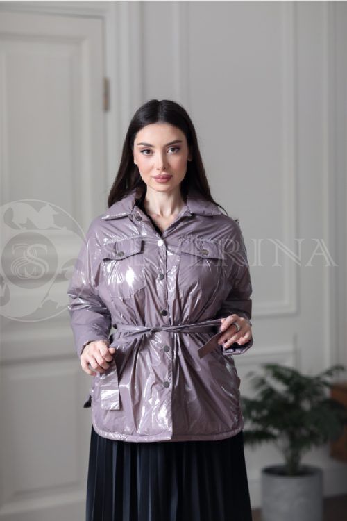 kurtka lavanda 3 500x750 - Куртка-рубашка из утепленной плащевки лаке ЯВ-100