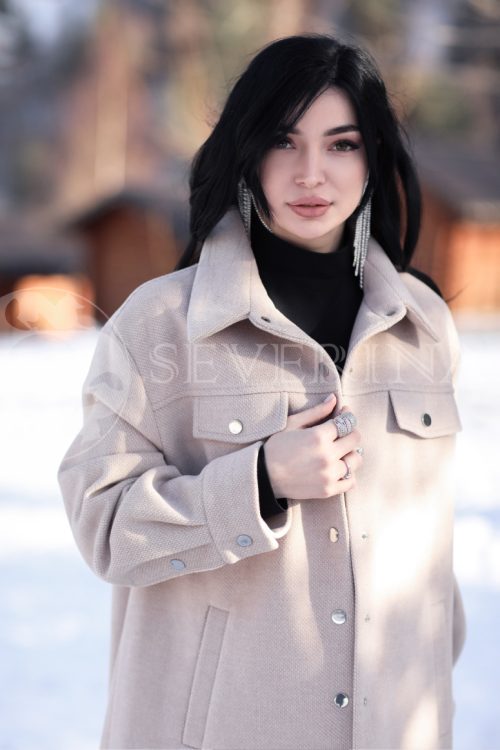 rubashka bezh. 3 500x750 - Пальто-рубашка из мягкой ткани на кнопках П-079-1