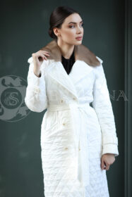 palto beloe stezhka meh norki 4 187x280 - Пальто стёганое белого цвета с отделкой мехом норки 1-0116
