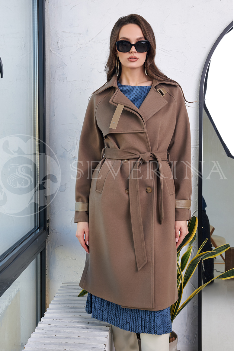 palto kapuchino 1 - Пальто-тренч классический цвета капучино TH-0309