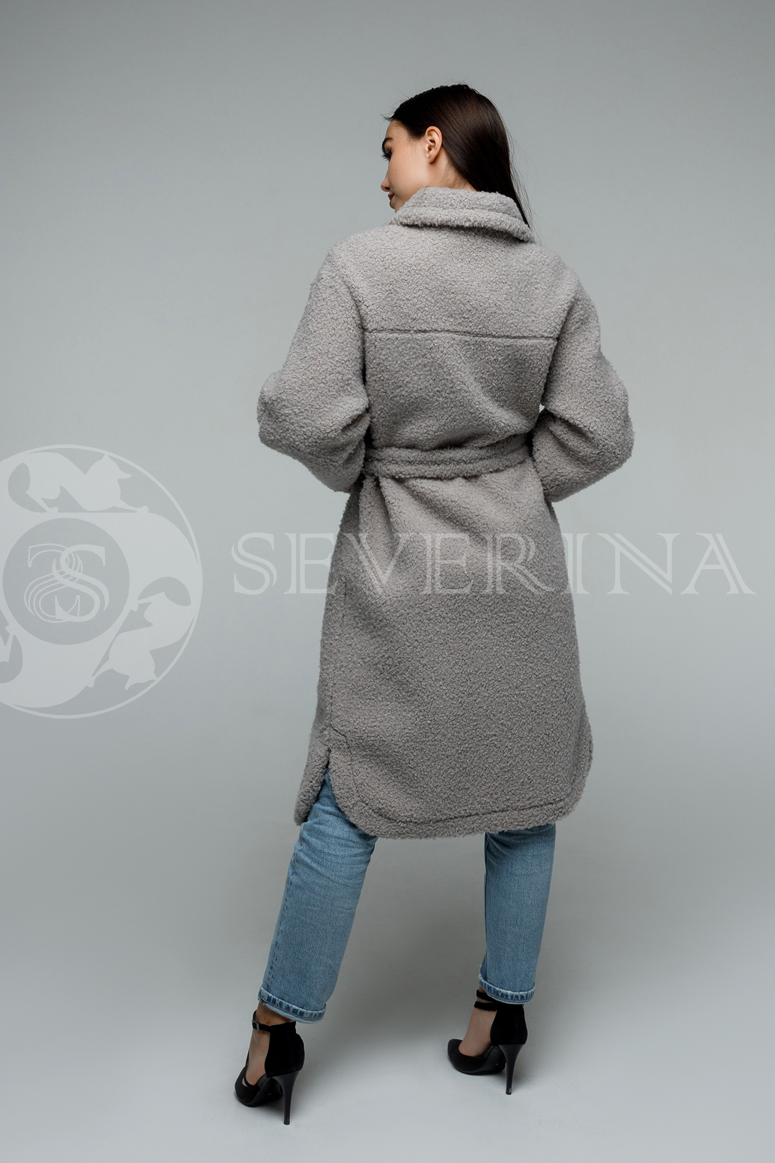 palto rubashka seroe jekomeh 5 - пальто-рубашка из экомеха серого цвета