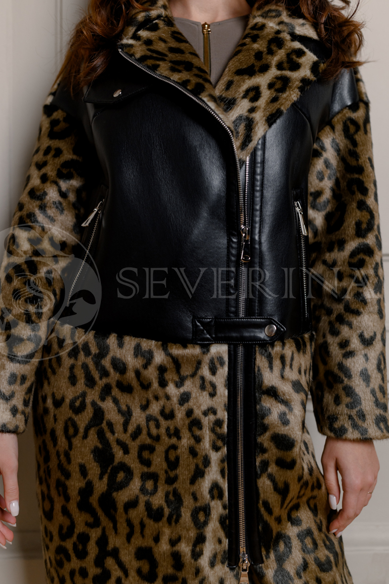 palto leopard jekomeh 3 - Пальто с леопардовым принтом комбинированное с экокожей СМ-546