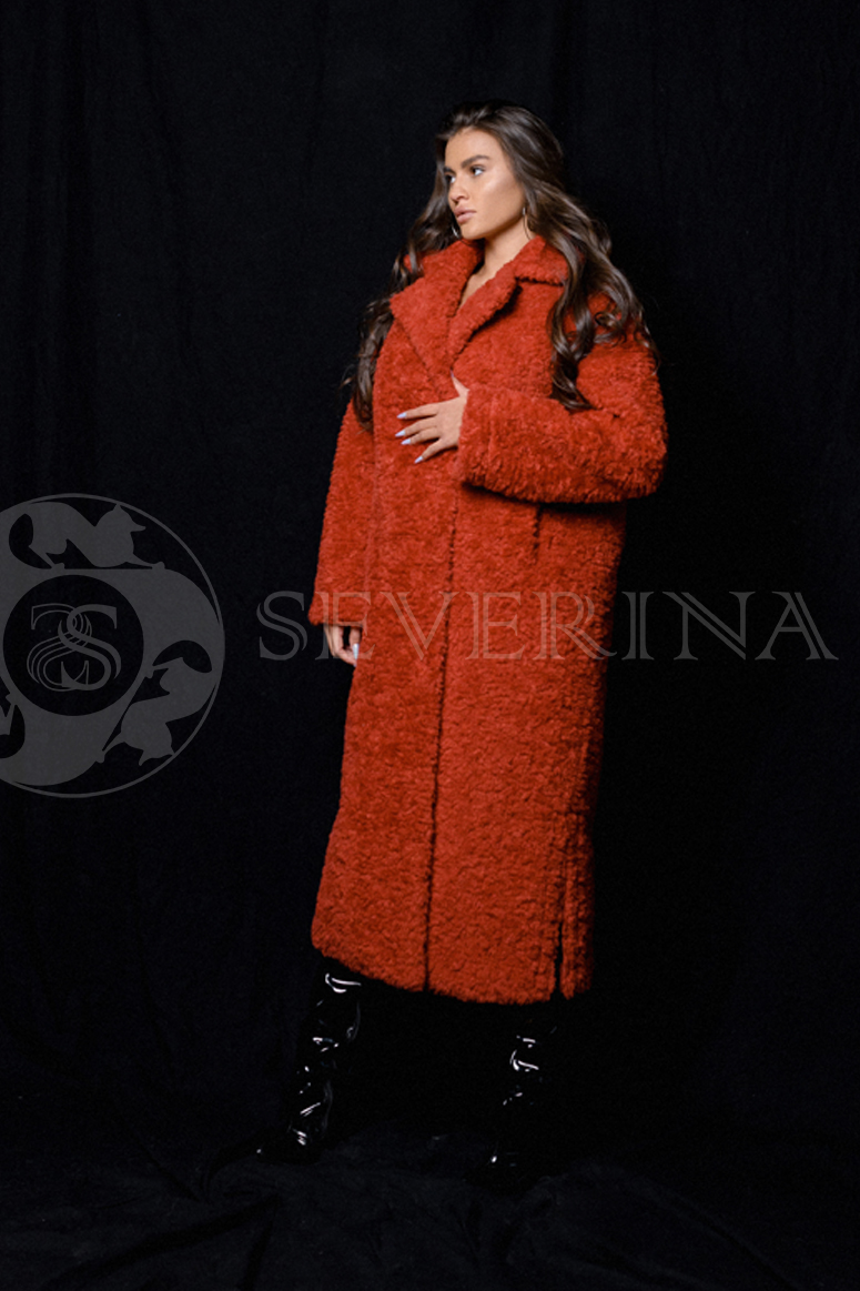 shuba jekomeh krasnaja 3 - пальто из экомеха красного цвета