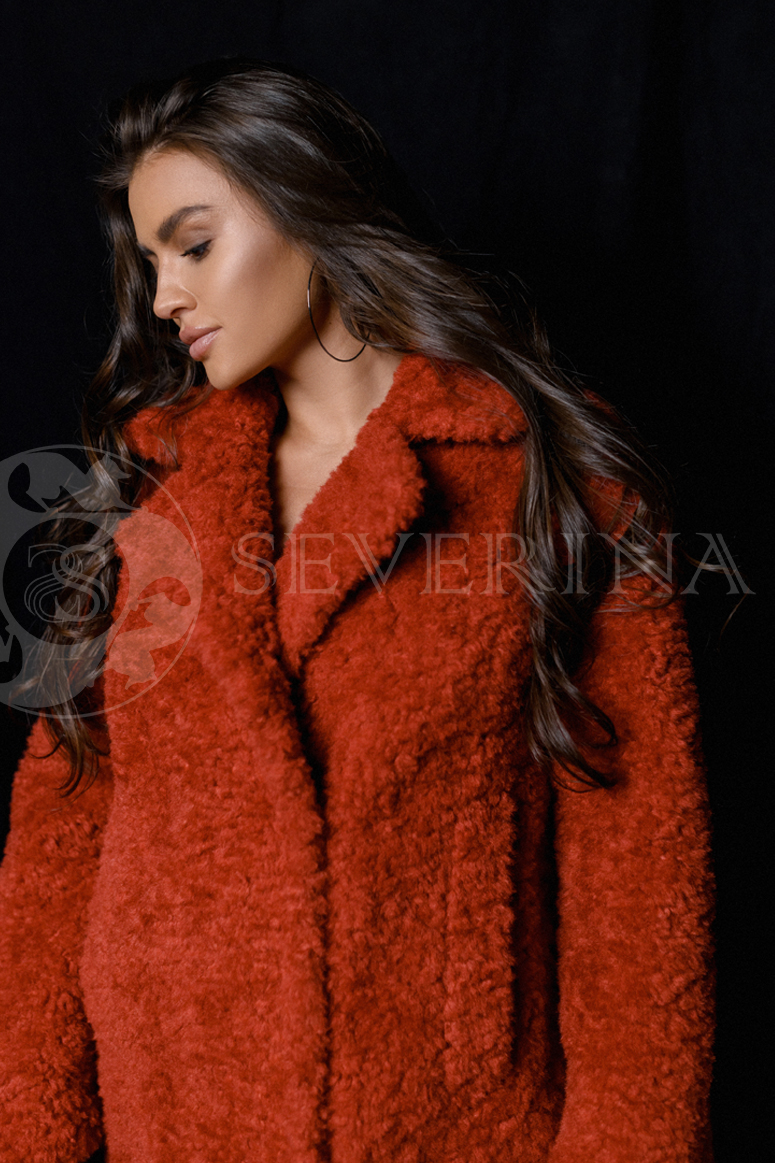 shuba jekomeh krasnaja 4 - пальто из экомеха красного цвета