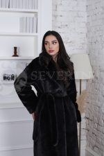 palto vorsovaja tkan pod norku chernoe 3 150x225 - Пальто черного цвета из ворсовой ткани под норку 1-0251
