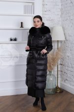 puhovik chernyj 1 150x225 - Пальто утепленное-пуховик с отделкой мехом песца черного цвета 1-0181