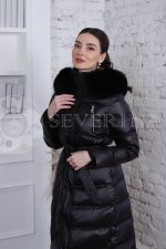 puhovik chernyj 3 150x225 - Пальто утепленное-пуховик с отделкой мехом песца черного цвета 1-0181