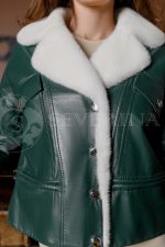 kurtka kozha izumrud belaja norka 4 150x225 - Куртка из натуральной кожи с отделкой мехом норки на кнопках