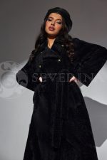 palto chernoe vorsovaja tkan 4 150x225 - Пальто-тренч черного цвета из ворсовой ткани