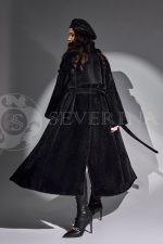 palto chernoe vorsovaja tkan 5 150x225 - Пальто-тренч черного цвета из ворсовой ткани